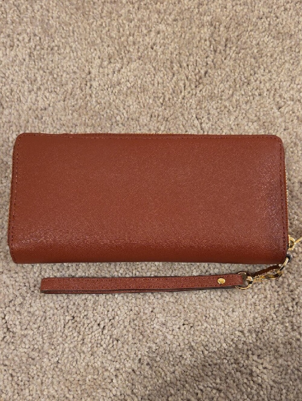 Michael Kors Brick Red Leather Wristlet Wallet with Gold Hardware - Picture 3 of 7